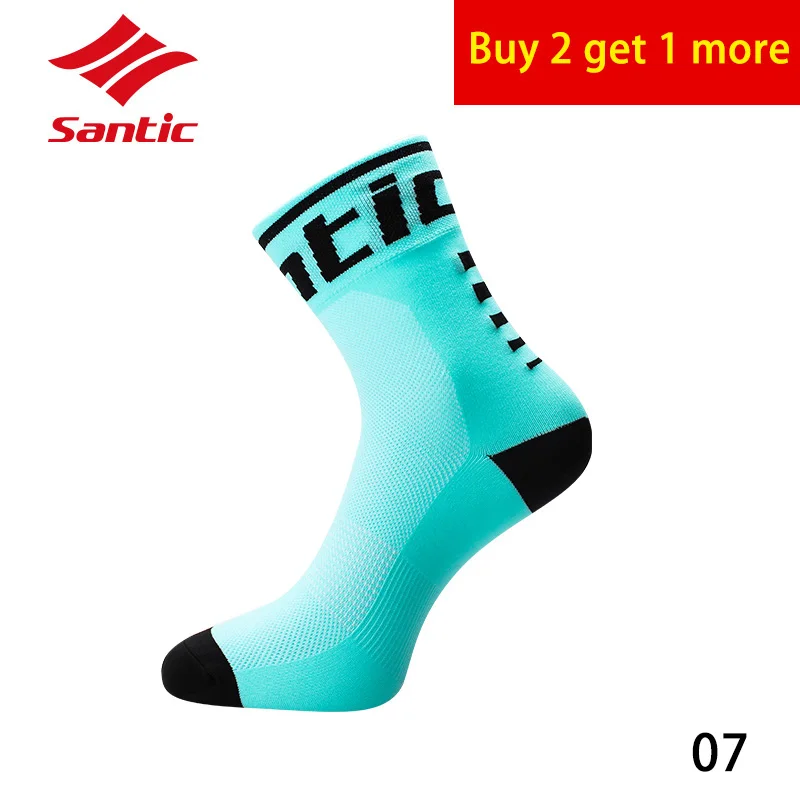 07-1 pair Santic профессиональные велосипедные носки износостойкий Высокое качество MTB горный велосипед носки нескользящие дышащие уличные спортивные носки - Цвет: 07-1 pair
