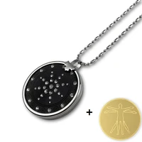 quantum pendant necklace 3 health care stones vintage jewelry for women men with 6 pieces anti emf mobile shield stickers