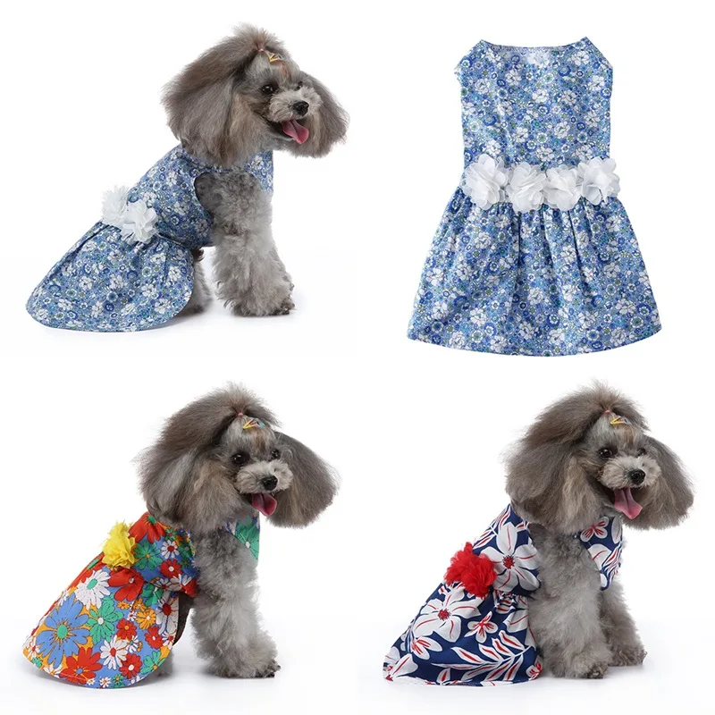 Платья для маленьких собак Летняя Одежда питомцев пляжное платье юбка принцессы