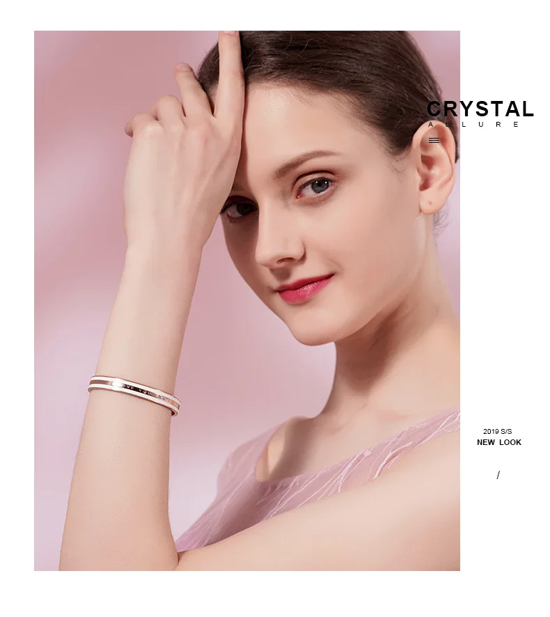 Браслет Warme Farben Swarovski с кристаллами, браслет из нержавеющей стали, розовое золото, браслет для женщин, любовь, надпись, резьба, ювелирный браслет