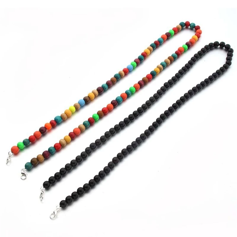 

Face Mask Holder Lanyard Multicolor Wooden Beads Chain Eyeglass Strap Necklace