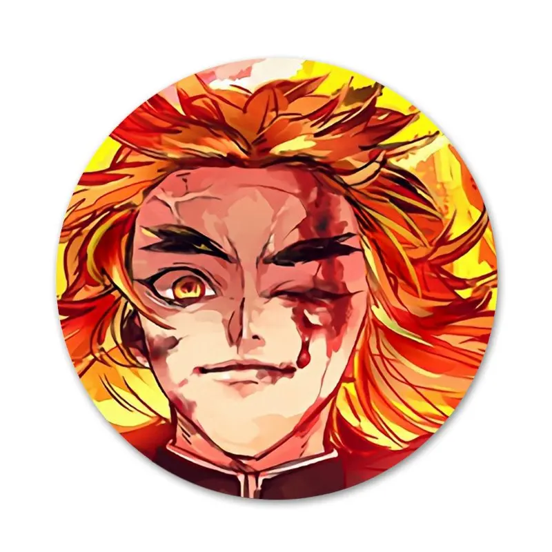 

Kyojuro Rengoku Kimetsu no Yaiba anime Badge Brooch Pin Accessories For Clothes Backpack Decoration gift 58mm