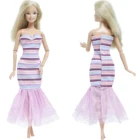 1 шт. фиолетовое вечернее платье BJDBUS с хвостом русалки, платье для вечеринки, юбка рыбий хвост в полоску с узором, одежда для косплея, Одежда для куклы Барби