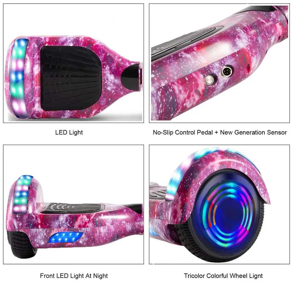 Ховерборд 6 5 дюймов Galaxy Фиолетовый Bluetooth электрические скутеры светодиодный