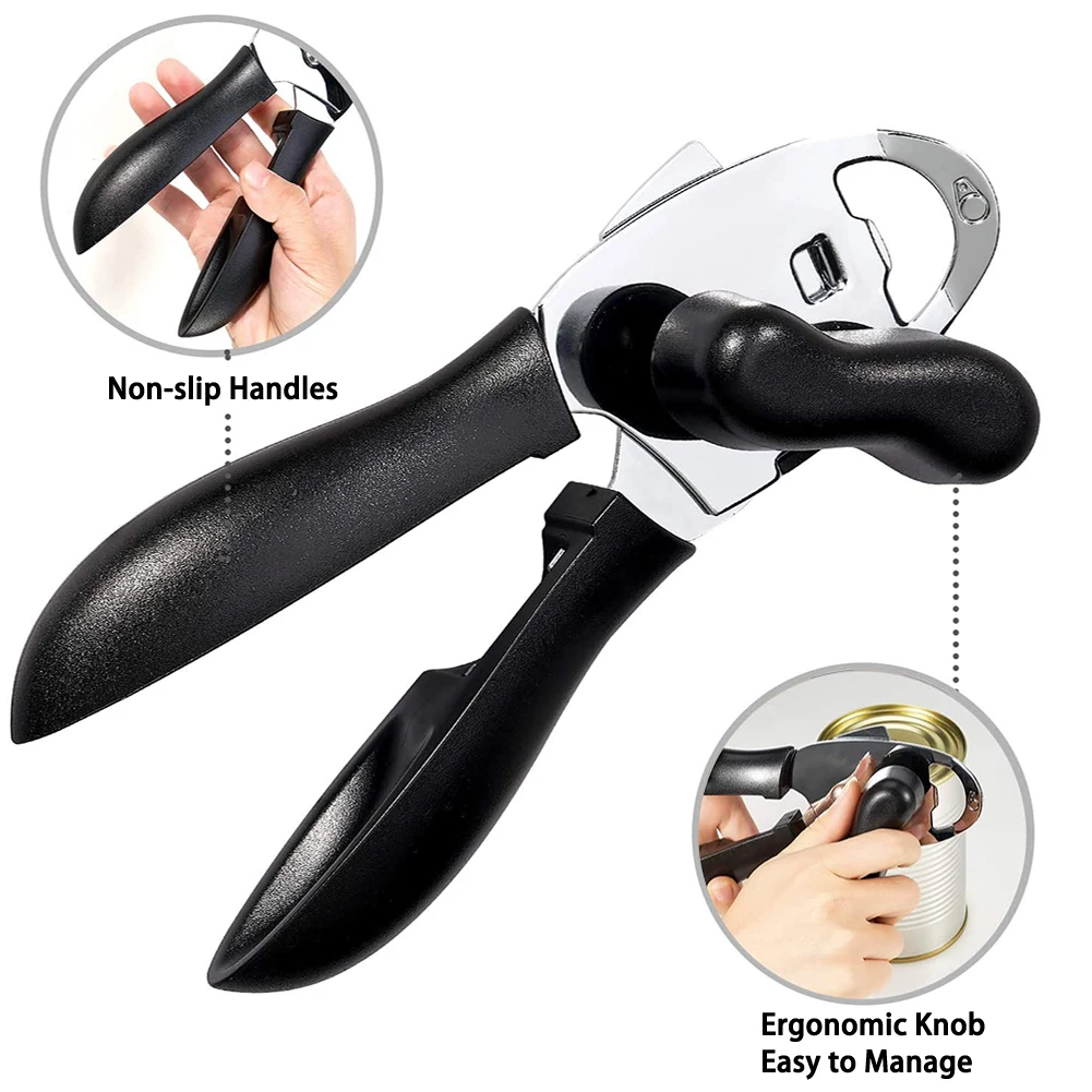 

Can Opener 4-in-1 Manual Can Opener Smooth Edge-Ultra Sharp Cutting Tools Stainless Steel Opener 2 Spare Blades Included Great