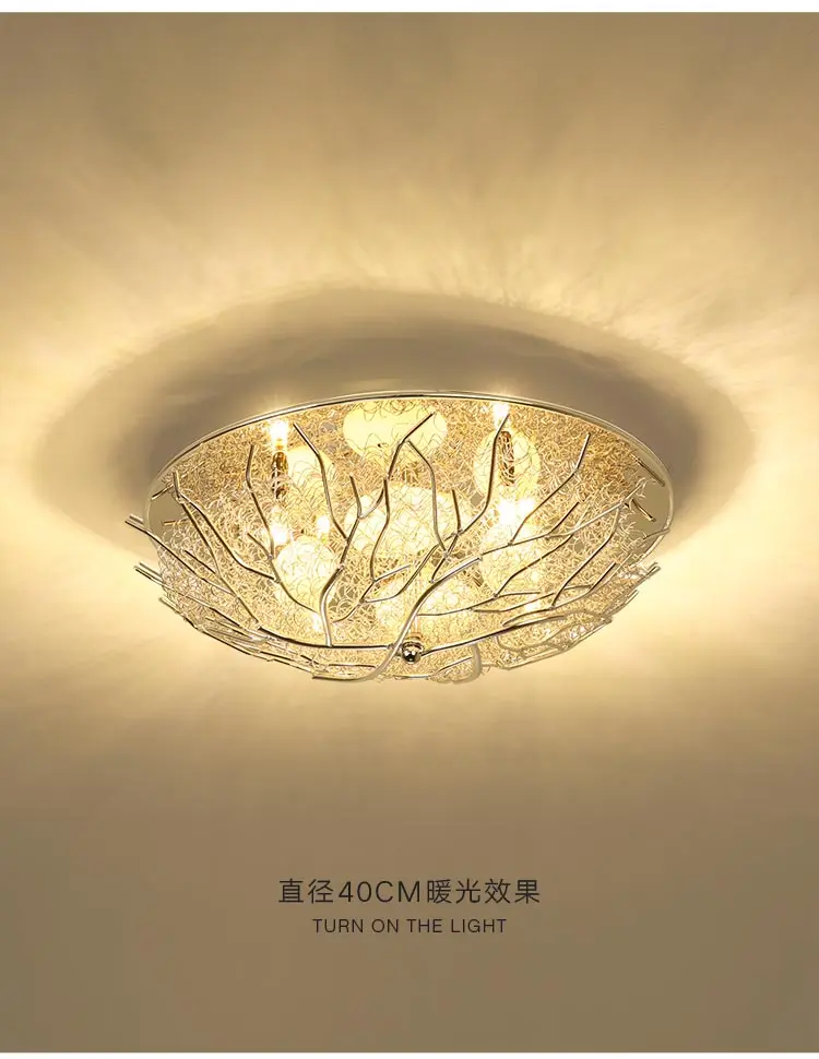Aluminum Bird Nest Ceiling Lamp Round Handmade Mediterranean Conference Romantic Living Room Bedroom Study Terrace Creative