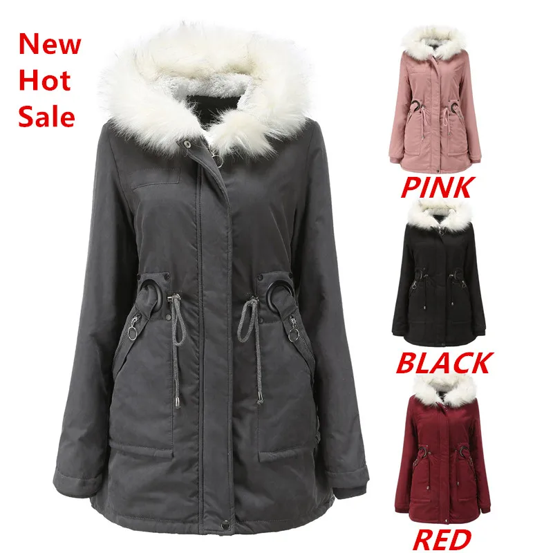 Черные парки Зимняя одежда больших размеров Кашемировая парка Зимнее плотное