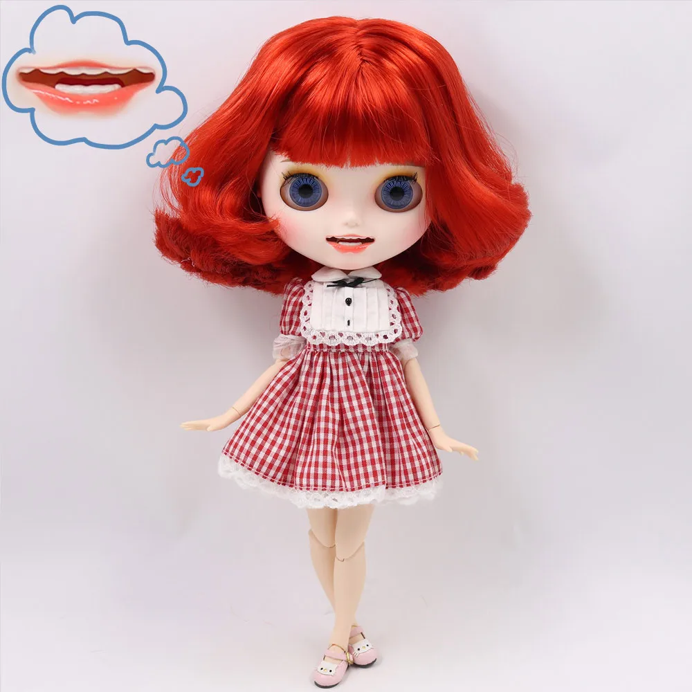 

ICY DBS Blyth Doll No. BL1248 Red hair Carved lips Full teeth Matte face Joint body 1/6 bjd ob24 anime girl