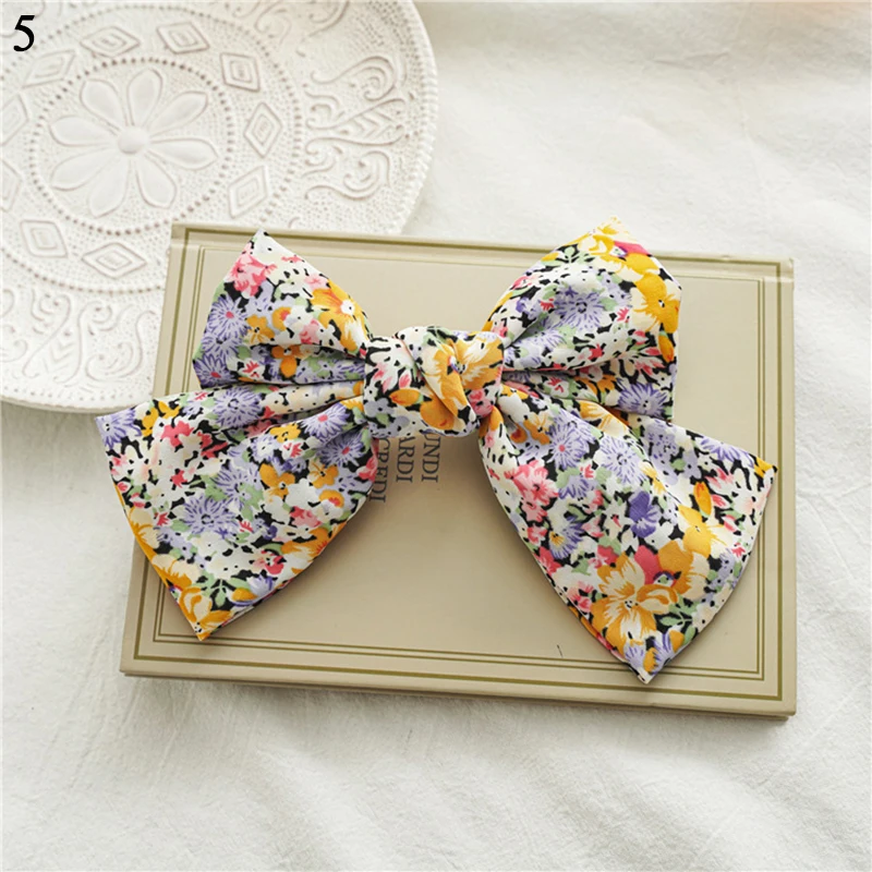 

New Spring Clip Hair Clip Cloth Fabric Headwear Women Girls Floral Barrettes Two Layer Butterfly Hair Accessories Big Large Bow
