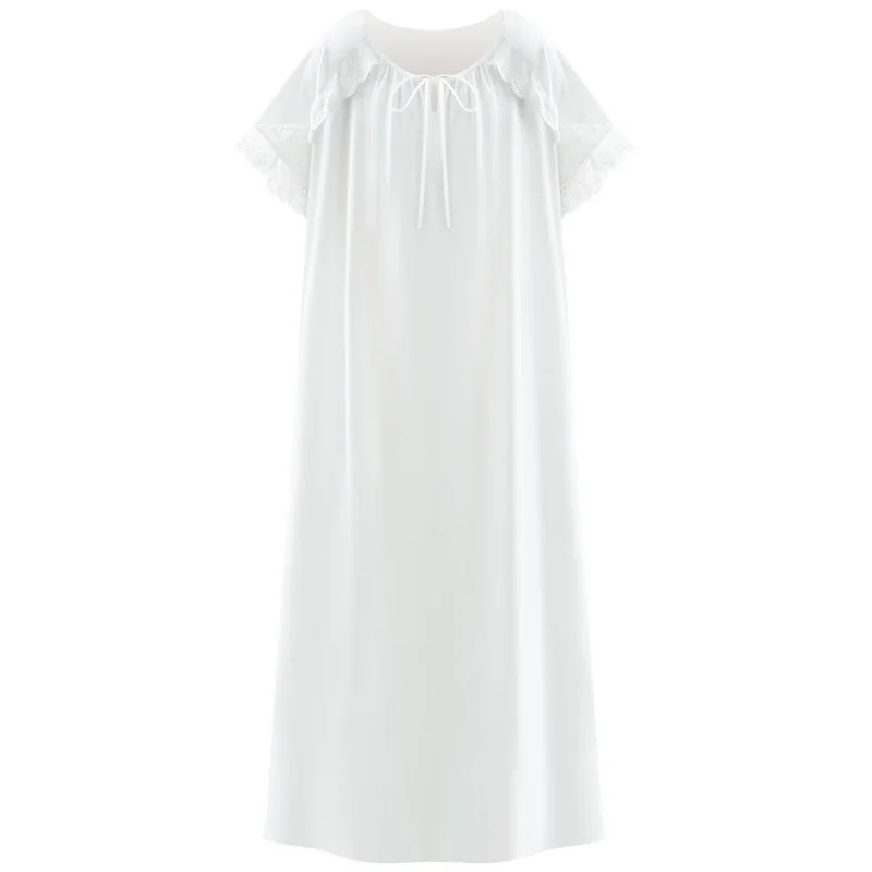 

Short sleeve cotton nightdress female summer sweet princess pajamas loose large size long court style wear home clothes spring