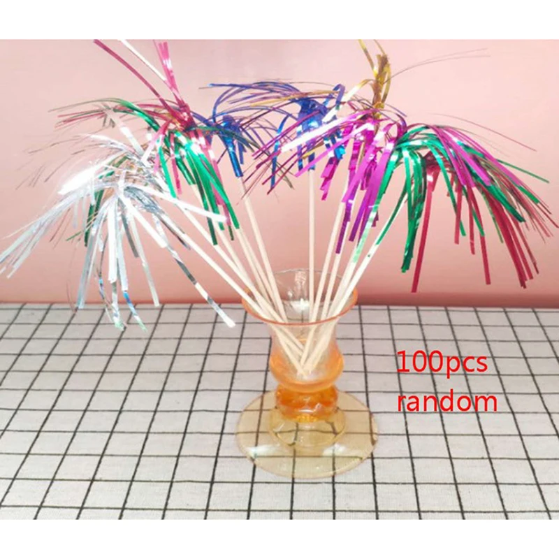 

100Pcs Cocktail Fireworks Drinking Picks Sticks For Halloween Party Decoration Supplies Drink Holiday Stick Ornaments 23cm