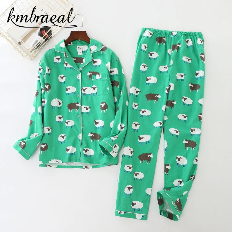 

Woman Printing Cartoon Pajamas Long Sleeves Women's Trousers Pajamas Set Casual Soft Sleepwear Suit Woman Homewear Cotton Autumn