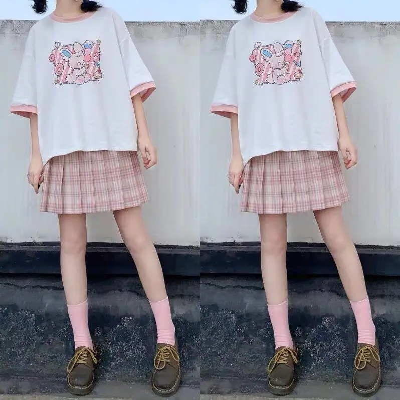 Стиль Харадзюку Каваий футболка с короткими рукавами для женщин летние топы 2020