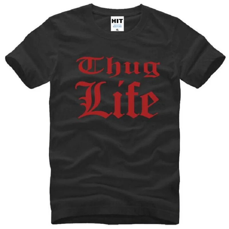 Мужская футболка с принтом Thug Life Tupac летняя Стильная хлопковая коротким рукавом и