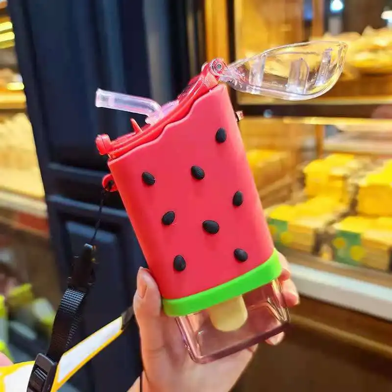 

Kids Water Bottle Ice Cream Kettle Creative Cute Style With Rope Leak Proof Portable Net Vogue Kids School Outing