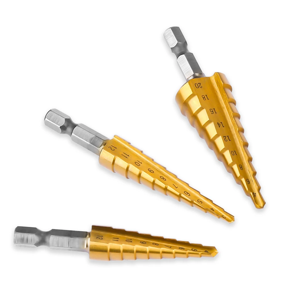 3 шт./компл. 3-12 мм 4-12 4-20 HSS ступенчатое сверло с прямым желобом титановым покрытием