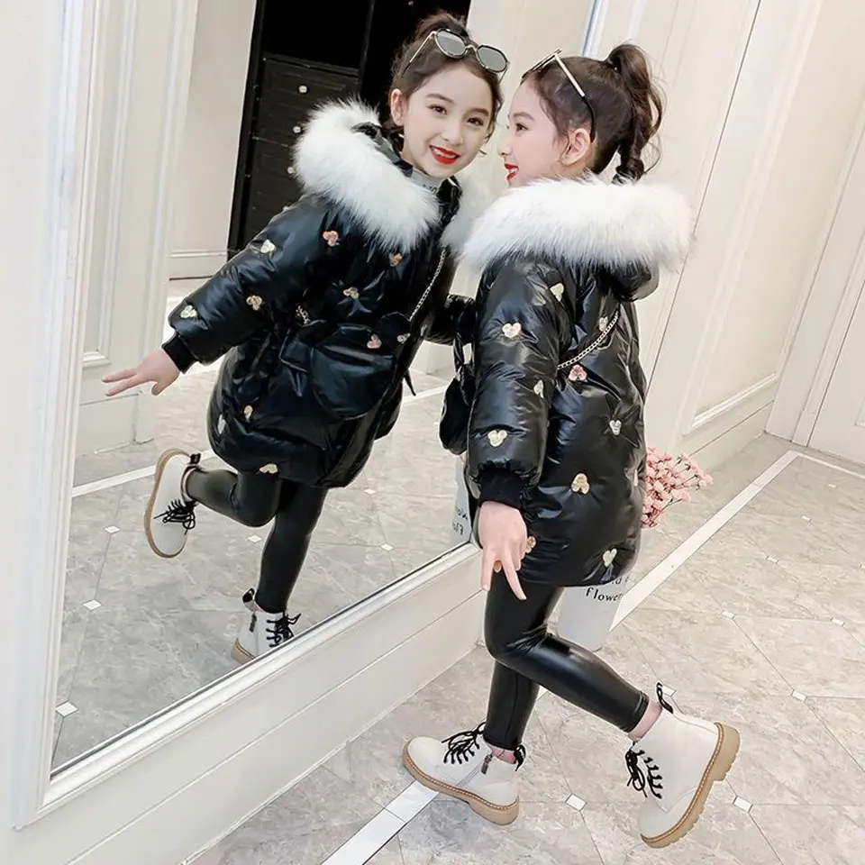 

Fashion 2021 Warm Hooded Kids Winter Jacket Outwear Children Down Cotton Outerwear&Coats For 4-12 Year Girls Winter Clothes