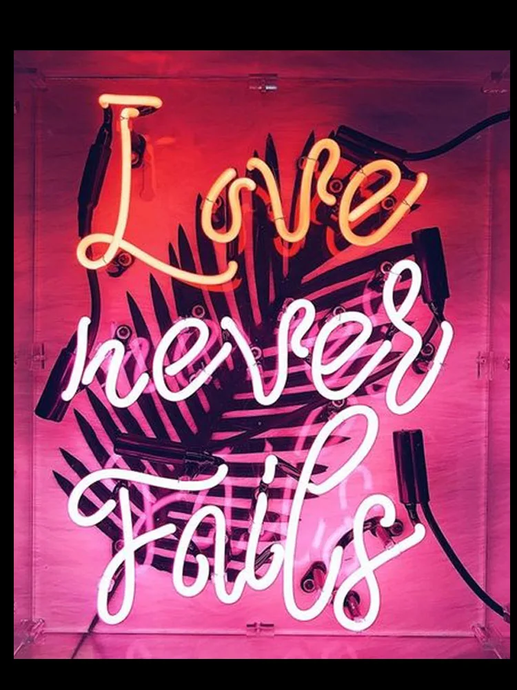Неоновые вывески Love never fails неоновые для комнат стеклянная трубка световая