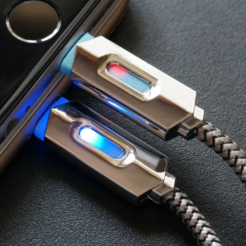 USB кабель в нейлоновой оплетке со светодиодный Ной подсветкой 1 м|Кабели адаптеры