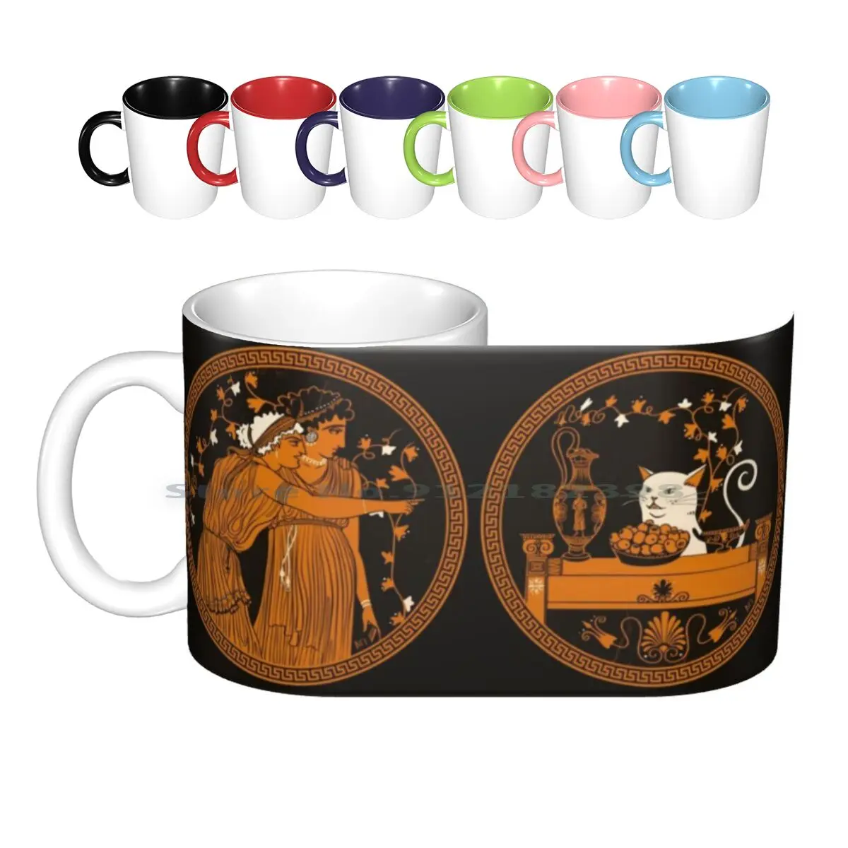 

Ancient Greek Vase Cat Meme Ceramic Mugs Coffee Cups Milk Tea Mug Meme Cat Funny Greece Ancient Antiquity Vase Creative