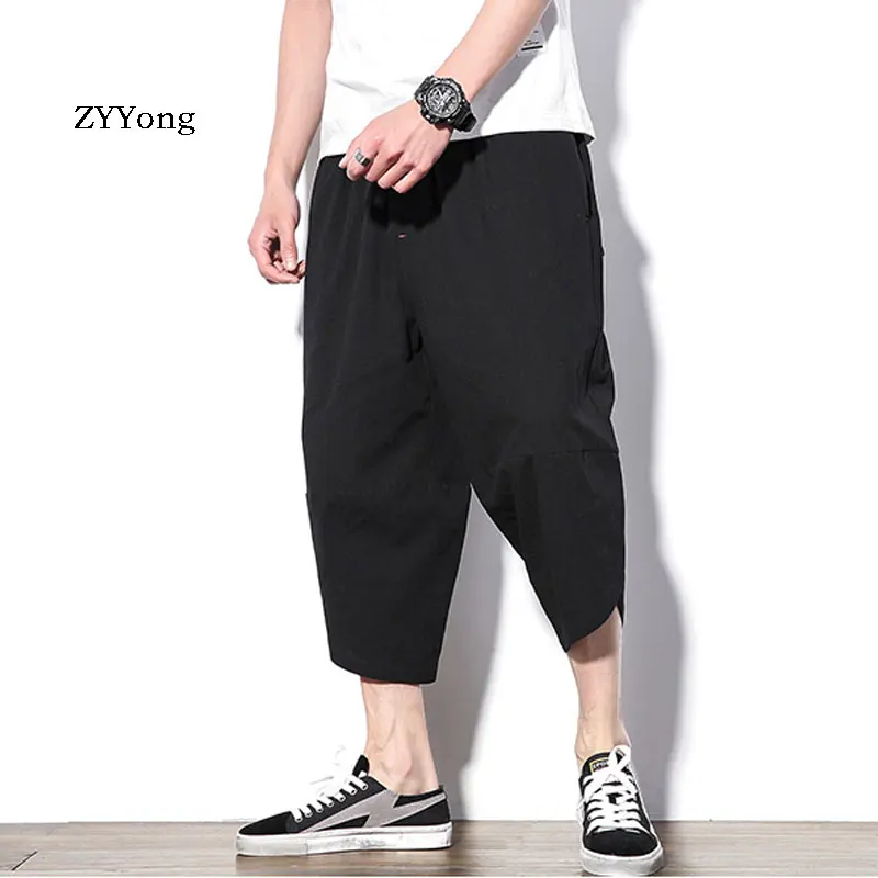 Новинка лета 2020 оригинальные мужские однотонные шаровары большого размера