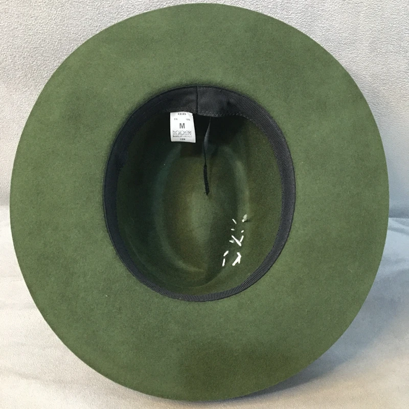Фетровая Новая Зимняя шерстяная зеленая шляпа с широкими полями han edition Sir модная