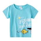 Футболка для девочек, летняя, с принтом в виде рыбок