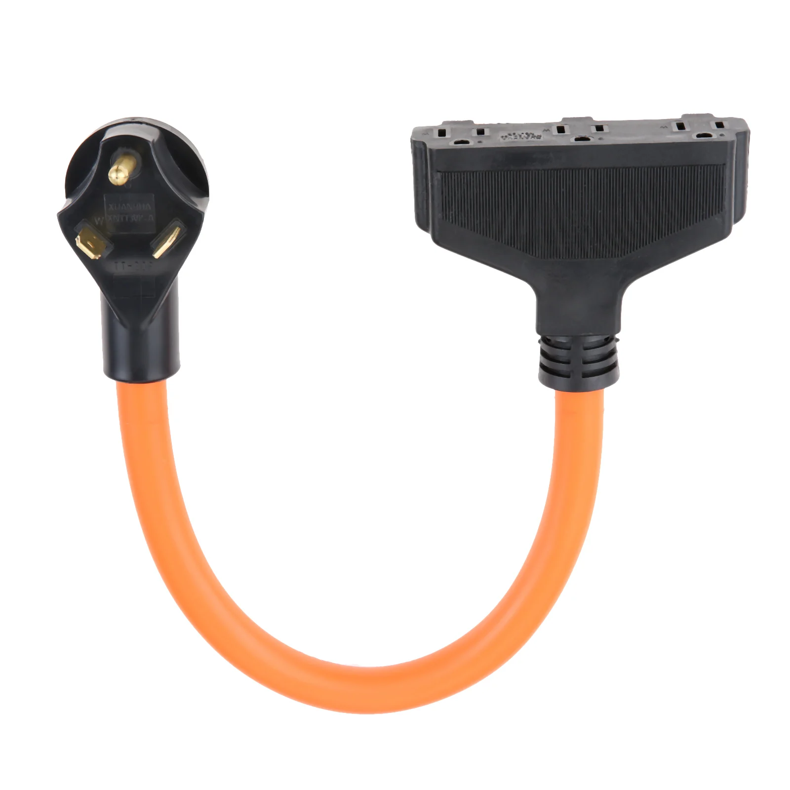 

TT-30P to (3) 5-15R RV/Generator Adapter Plug Cord RV 30A to 15A Household Tri Outlet Adapter Cord 125V [TT30W515] 1.5FT