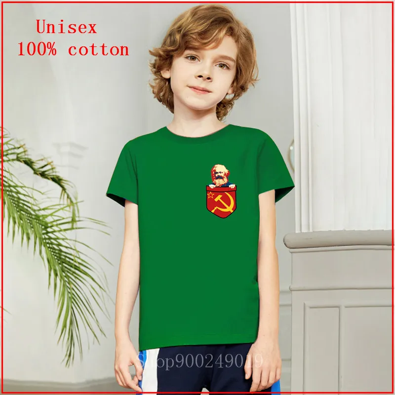 2020 Summer Newest Designer Product Especial for Kids Karl Marx Communism Chest Pocket Funny Cute Boys T-shirts Children Tops |