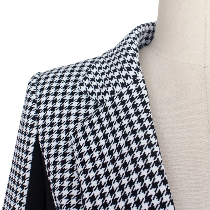 

2021 new women's coat houndstooth contrast color slim fit European large size women's suit blazer women woman jacket