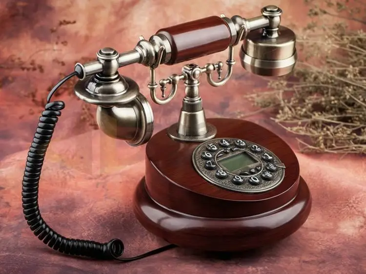Проводной антикварный стационарный телефон с фиксированным идентификатором