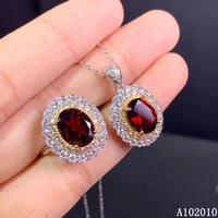 kjjeaxcmy fine jewelry 925 sterling silver inlaid natural garnet ring pendant fashion girl suit support test