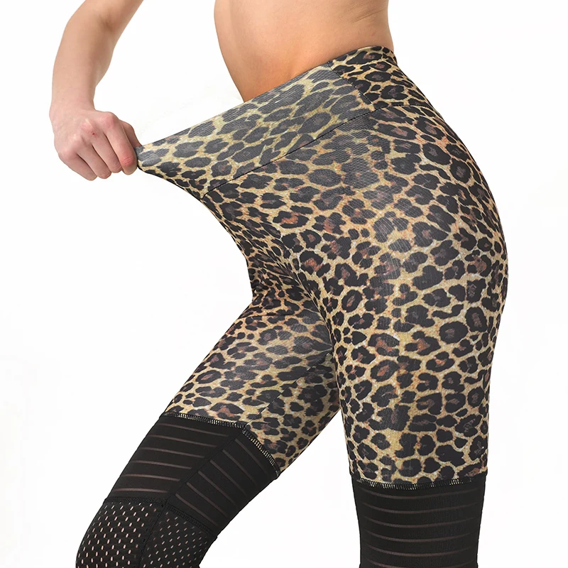 Леггинсы для йоги с леопардовым принтом модные сексуальные спортивные женские