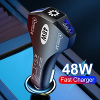 48w usb charger car charger 2 ports fast charging for iphone 13 12 11 xiaomi huawei p40 samsung quick charge 3 0 usb car charge