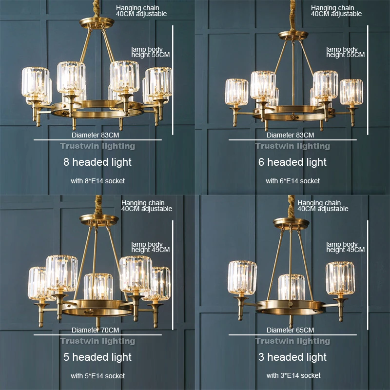 Современная стеклянная хрустальная люстра медный светодиодный подвесной