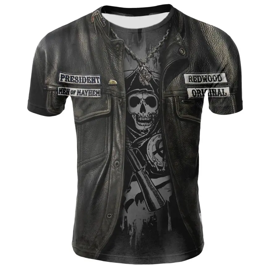 

3d fingerprint angel punk t-shirt black neck short sleeve fun angel wings standard male and hip-hop woman skull shirt