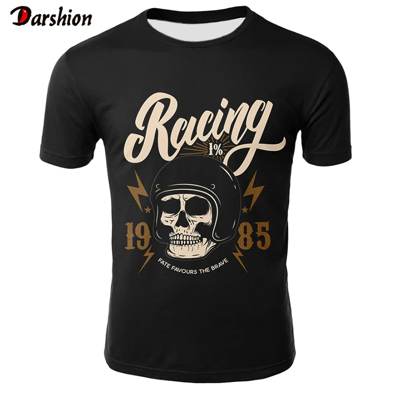 Новая 3D Футболка с принтом черепа Мужская футболка коротким рукавом Harajuku