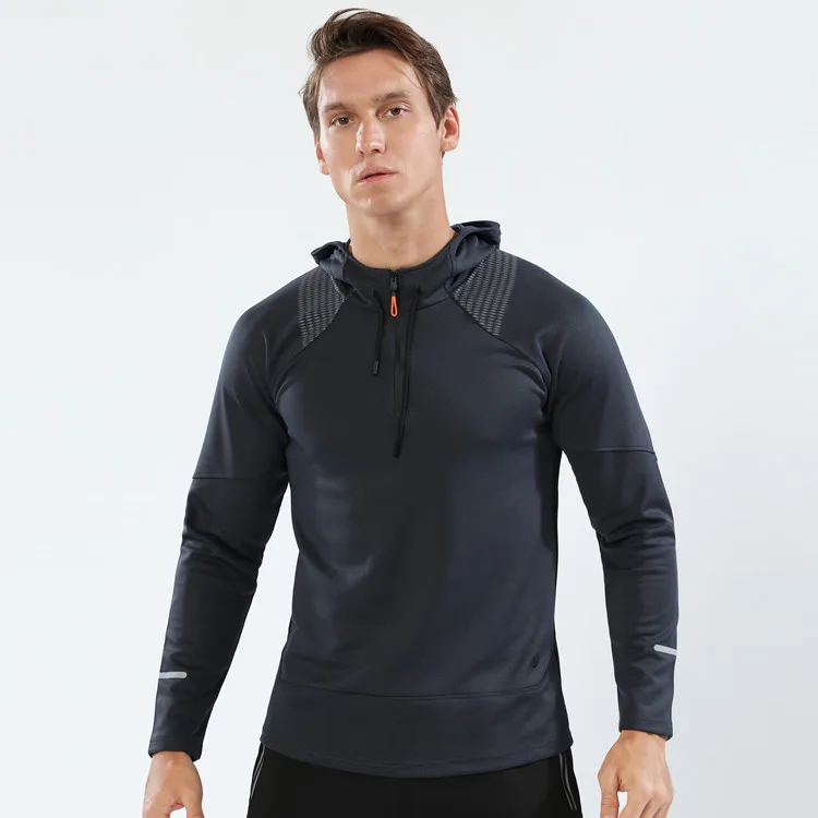 Dark Gray Толстовка для занятий бегом, мужские спортивные куртки с длинными рукавами, спортивная фуфайка, верхняя спортивная одежда, тренировочный фитнес тренировки, куртка, одежда - Цвет: Dark Gray