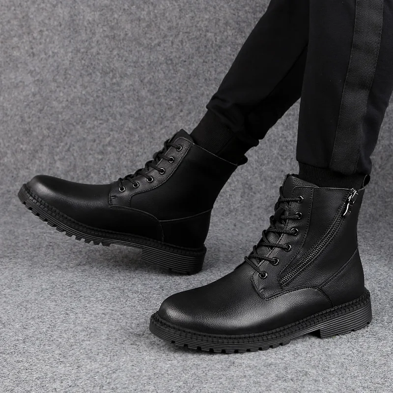 JUNJARM/модные мужские ботинки высококачественные зимние ботильоны из натуральной