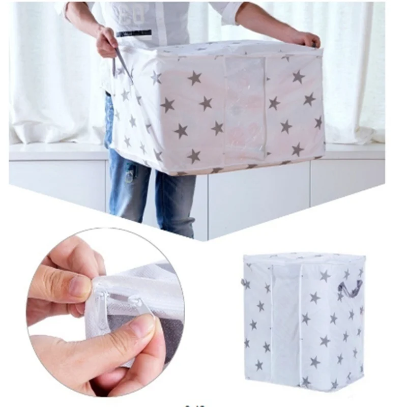 Большая емкость Нетканая печатная отделка одеяла сумка для хранения Одеяло