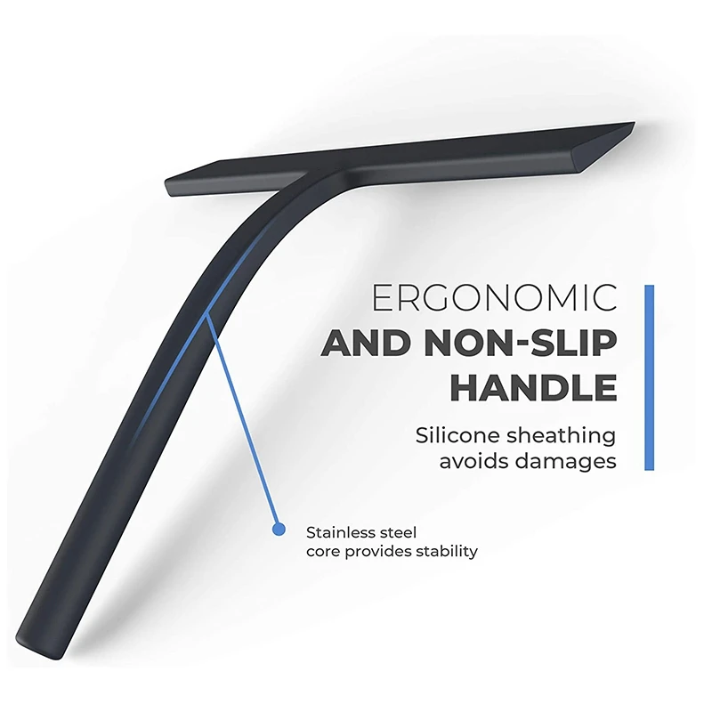 

Shower Squeegee Black , Suction Cup Hook-Silicone Squeegees for Cleaning Window Screen Bath Wiper Cleaner Glass