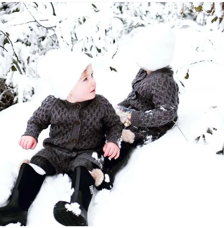 Осень зима 2019 вязаный свитер для маленьких мальчиков и девочек с бриллиантами