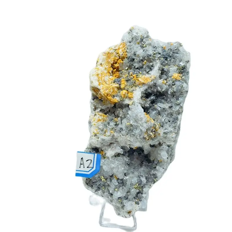 

Tibetan Natural Chalcopyrite Quartz Crystal Symbionts Rare Mineral Specimens Holiday Gift