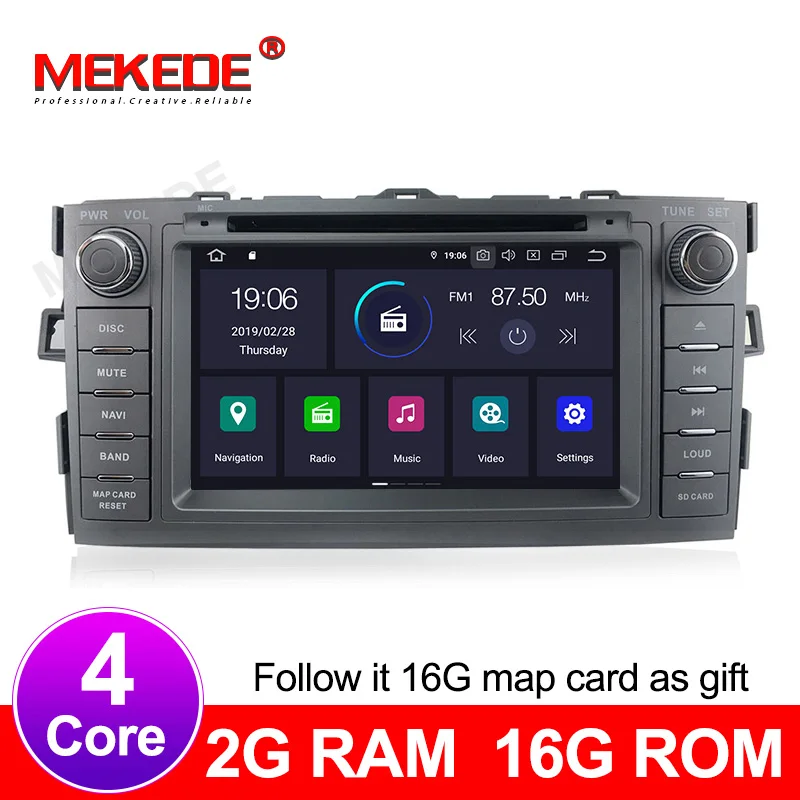 4/8 core 7 дюймов Android 9 0 автомобильный Радио мультимедийный видео плеер GPS WiFi 2 din для