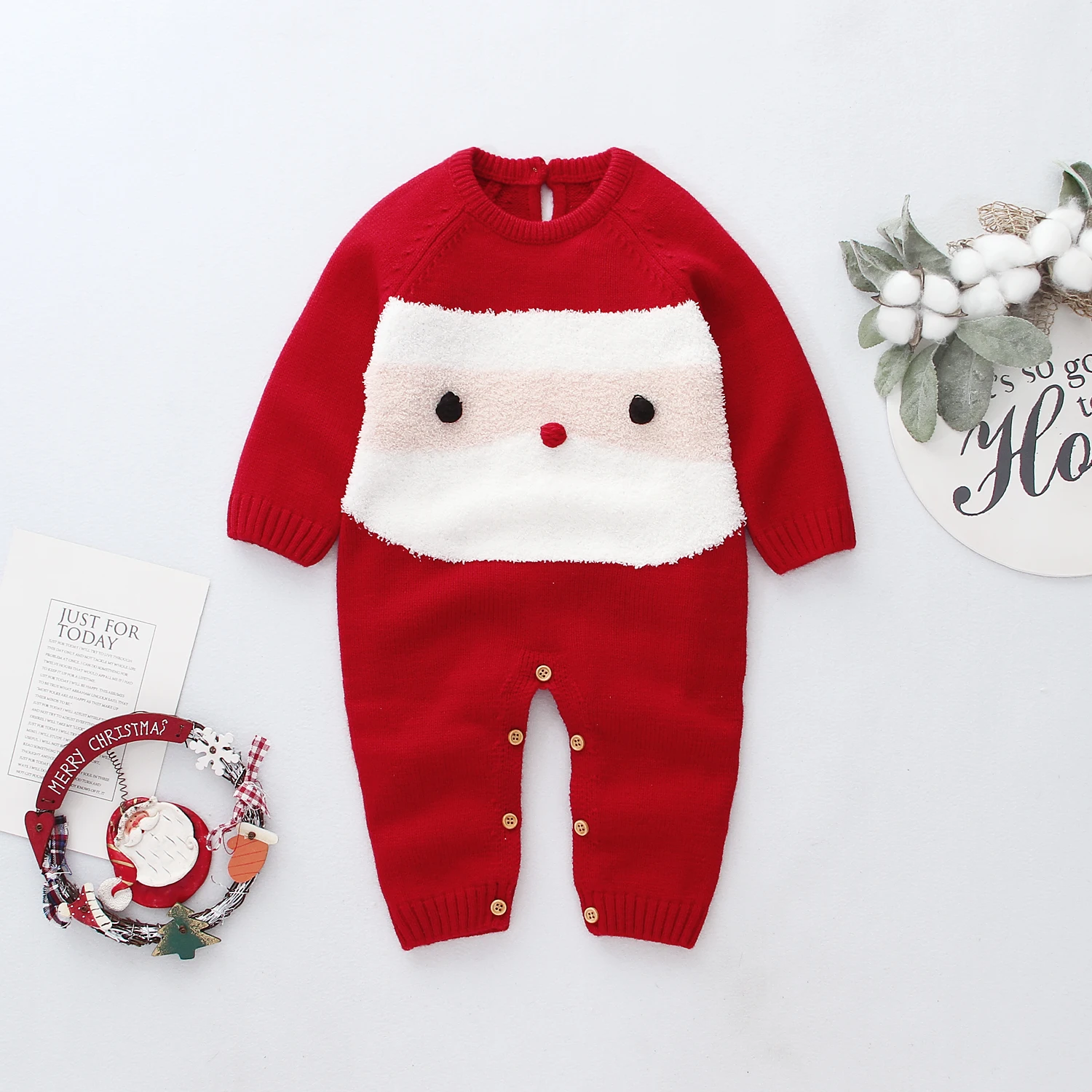 0-24M Newborn Baby Boy Girl Rompers Christmas Costumes Long Sleeve Red Santa Claus Jumpsuit Playsuit Autumn Winter Baby Clothes