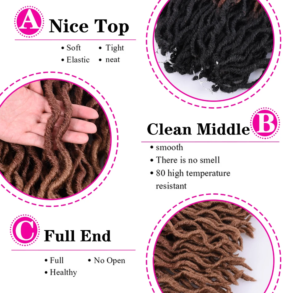 18 дюймов Nu Locs накладные волосы на крючке косички богиня Faux Curly синтетический