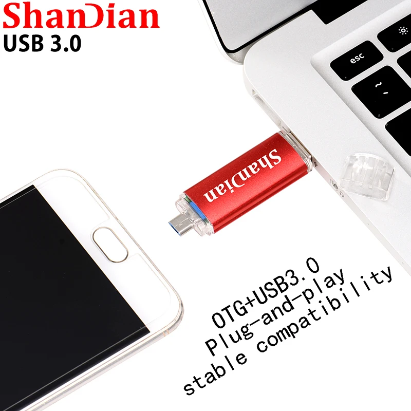Флеш-накопитель SHANDIAN 100% OTG USB 3 0 4 ГБ 8 16 32 64 | Компьютеры и офис