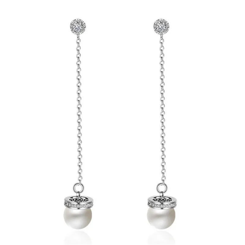 

Fashion Silver Plated Earrings For Women Jewelry Charm Pearl Tassel Earring Girls Lady Accessories Female Zircon Earring