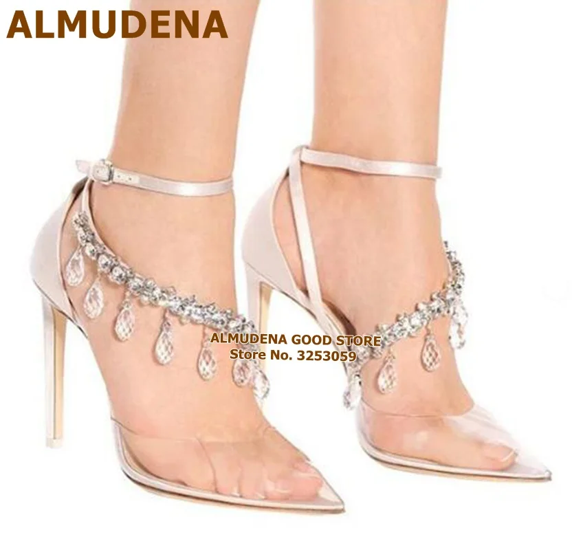 Прозрачные туфли лодочки на высоком каблуке из ПВХ с блестками|Женские туфли| |