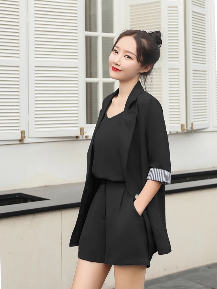 Летний костюм женский с шортами со штанами весенний Новый элегантный пиджак и